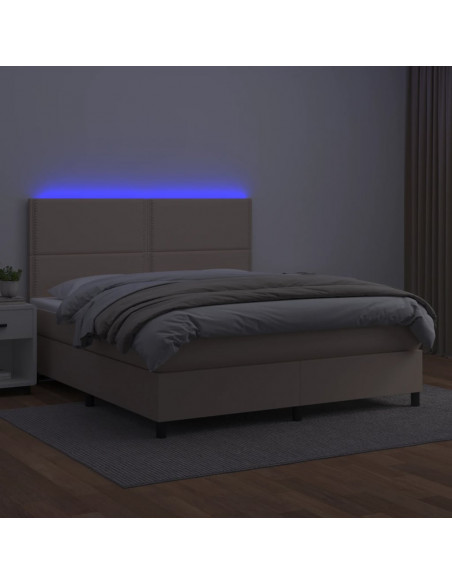 Giroletto Molle Materasso e LED Cappuccino 140x200cm Similpelle