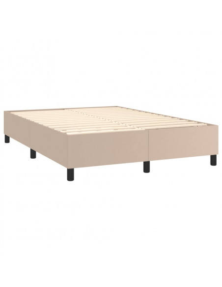 Giroletto Molle Materasso e LED Cappuccino 140x200cm Similpelle