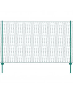 Rete per Recinzione con Pali in Acciaio 25x2 m Verde 2