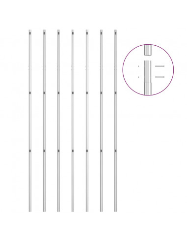 Recinzione in Rete con Pali in Acciaio Zincato 15x1,5 m Argento