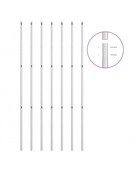 Recinzione in Rete con Pali in Acciaio Zincato 15x1,5 m Argento