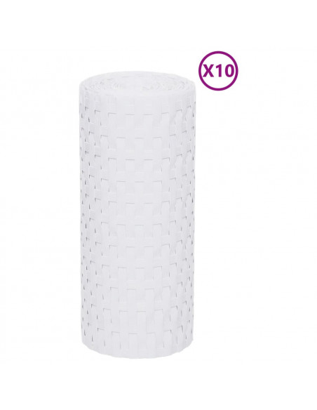 Schermi da Balcone 10 pz Bianchi 255x19 cm in Polyrattan