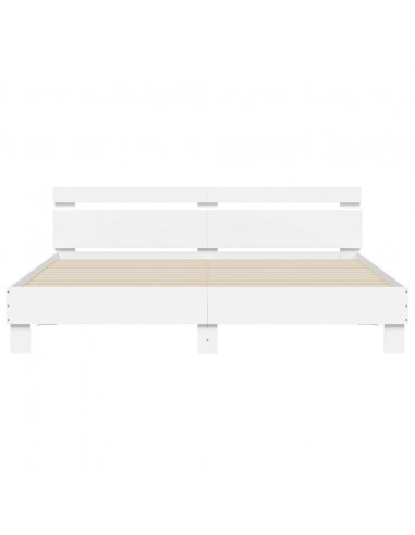 Giroletto con Testiera Bianco 200x200 cm in Legno Multistrato