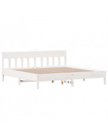 Giroletto con Testiera Bianco 200x200 cm Legno Massello di Pino
