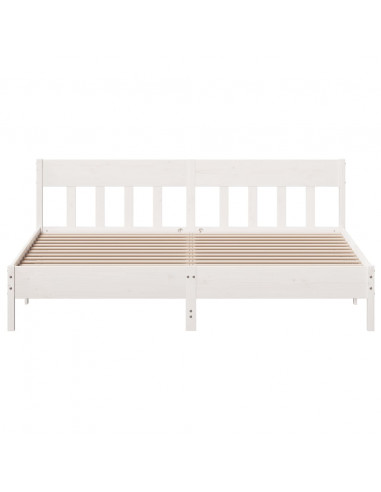 Giroletto con Testiera Bianco 200x200 cm Legno Massello di Pino