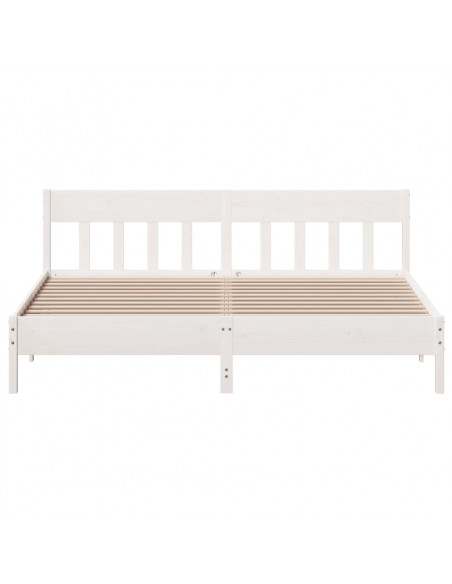 Giroletto con Testiera Bianco 200x200 cm Legno Massello di Pino