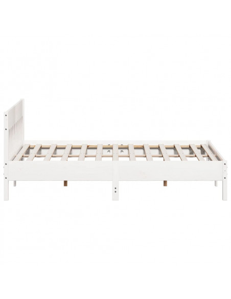 Giroletto con Testiera Bianco 200x200 cm Legno Massello di Pino