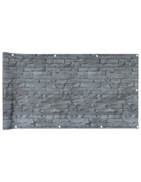 Paravento da Giardino con Aspetto Pietra Grigio 500x75 cm PVC