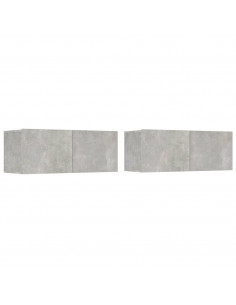 Mobili TV 2 pz Grigio Cemento 80x30x30 cm in Legno Multistrato 2