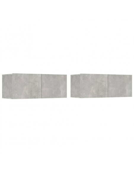 Mobili TV 2 pz Grigio Cemento 80x30x30 cm in Legno Multistrato