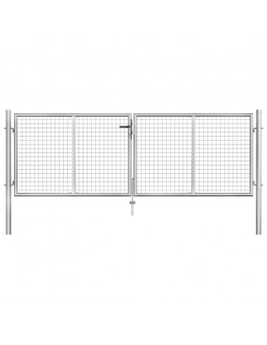 Cancello per Giardino in Acciaio Zincato 306x125 cm Argento