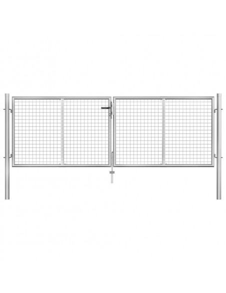 Cancello per Giardino in Acciaio Zincato 306x125 cm Argento