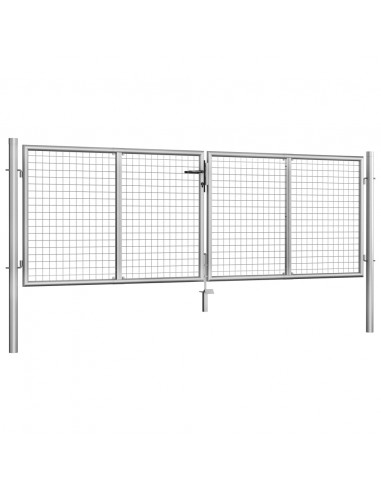 Cancello per Giardino in Acciaio Zincato 306x125 cm Argento