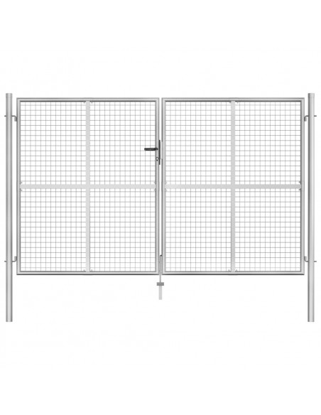 Cancello per Giardino in Acciaio Zincato 306x200 cm Argento