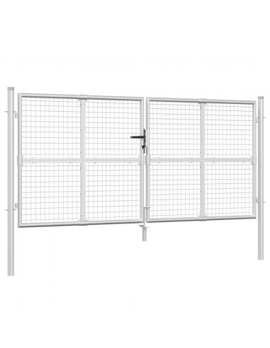 Cancello da Giardino Rete Argento 300x175 cm Acciaio Zincato