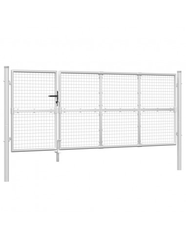 Cancello da Giardino in Rete Argento 350x175 cm Acciaio Zincato