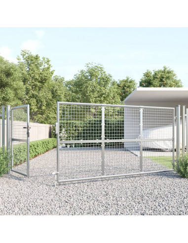 Cancello da Giardino in Rete Argento 350x175 cm Acciaio Zincato