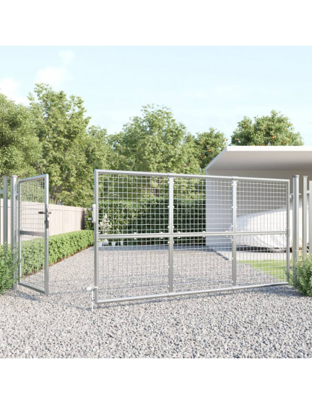 Cancello da Giardino in Rete Argento 350x175 cm Acciaio Zincato