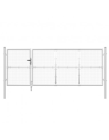Cancello da Giardino in Rete Argento 350x175 cm Acciaio Zincato