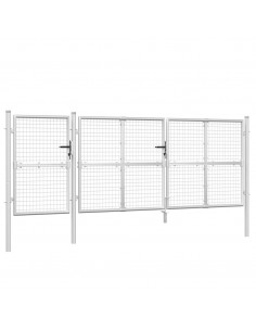 Cancello da Giardino in Rete Argento 400x175 cm Acciaio Zincato 2