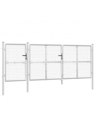 Cancello da Giardino in Rete Argento 400x175 cm Acciaio Zincato