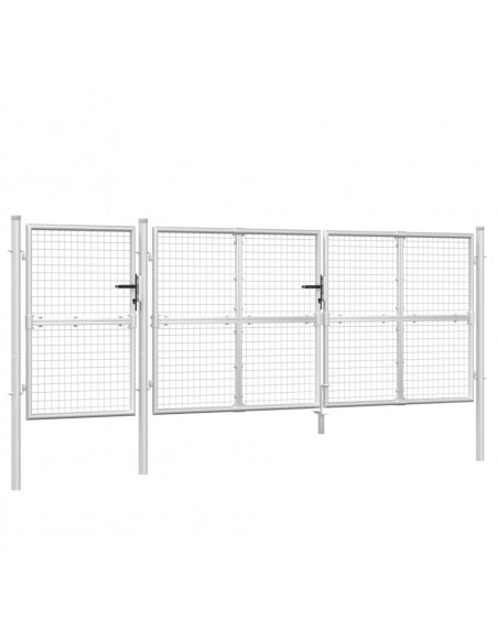 Cancello da Giardino in Rete Argento 400x175 cm Acciaio Zincato