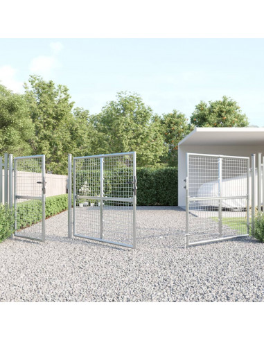 Cancello da Giardino in Rete Argento 400x175 cm Acciaio Zincato