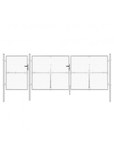 Cancello da Giardino in Rete Argento 400x175 cm Acciaio Zincato