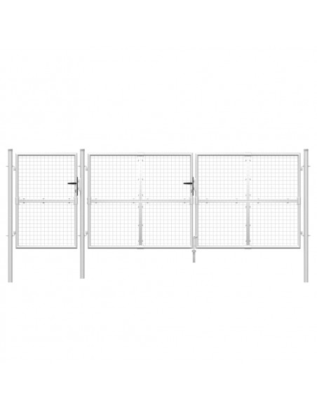 Cancello da Giardino in Rete Argento 400x175 cm Acciaio Zincato