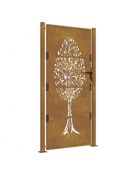 Cancello da Giardino 105x180 cm in Acciaio Corten Design Albero