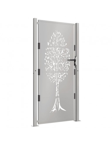 Cancello da Giardino 105x180 cm in Acciaio Corten Design Albero