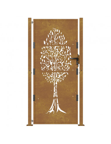 Cancello da Giardino 105x180 cm in Acciaio Corten Design Albero