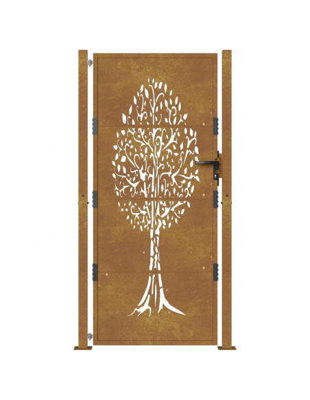 Cancello da Giardino 105x180 cm in Acciaio Corten Design Albero
