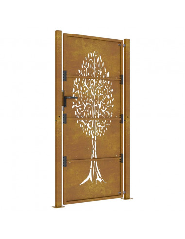 Cancello da Giardino 105x180 cm in Acciaio Corten Design Albero