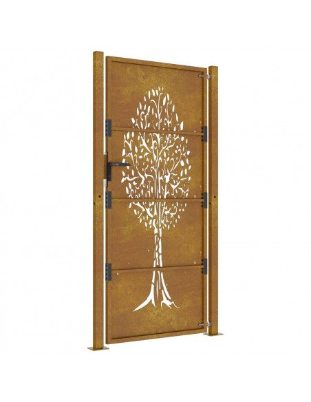 Cancello da Giardino 105x180 cm in Acciaio Corten Design Albero