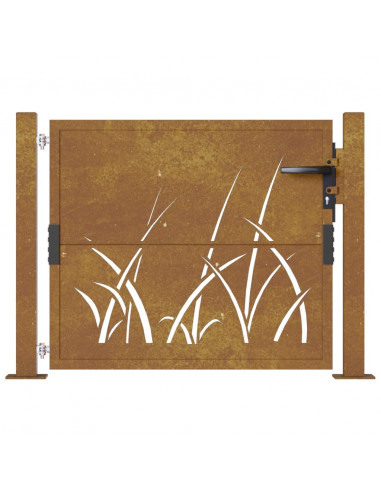 Cancello da Giardino 105x105 cm in Acciaio Corten Design Erba
