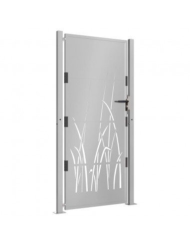 Cancello da giardino 100x175 cm in acciaio Corten con design erba