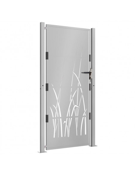 Cancello da giardino 100x175 cm in acciaio Corten con design erba