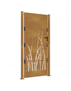 Cancello da Giardino 105x205 cm in Acciaio Corten Design Erba 2