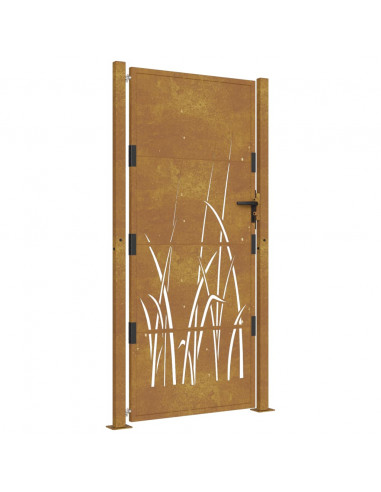 Cancello da Giardino 105x205 cm in Acciaio Corten Design Erba