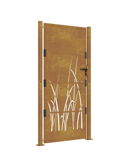 Cancello da Giardino 105x205 cm in Acciaio Corten Design Erba
