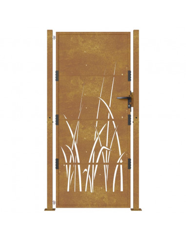 Cancello da Giardino 105x205 cm in Acciaio Corten Design Erba