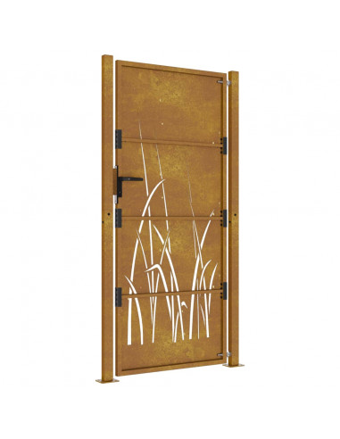 Cancello da Giardino 105x205 cm in Acciaio Corten Design Erba
