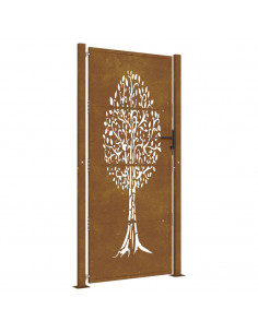 Cancello da Giardino 105x205 cm in Acciaio Corten Design Albero 2