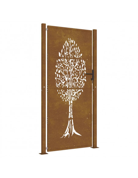 Cancello da Giardino 105x205 cm in Acciaio Corten Design Albero
