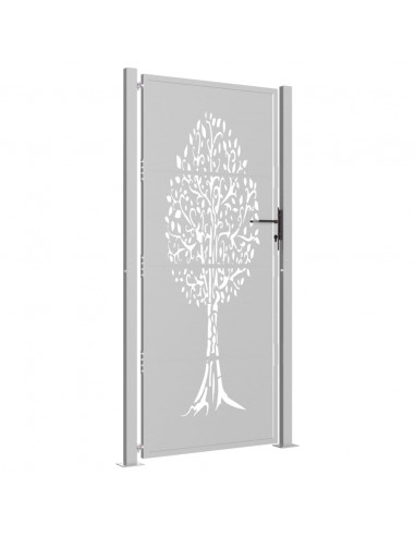 Cancello da Giardino 105x205 cm in Acciaio Corten Design Albero