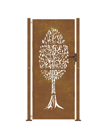 Cancello da Giardino 105x205 cm in Acciaio Corten Design Albero