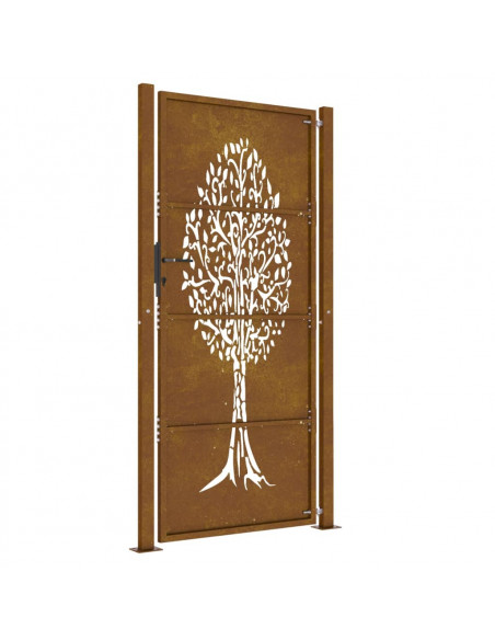 Cancello da Giardino 105x205 cm in Acciaio Corten Design Albero