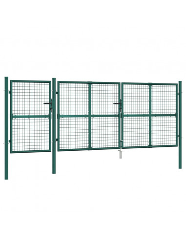 Cancello da Giardino in Rete Verde 400x175 cm Acciaio Zincato