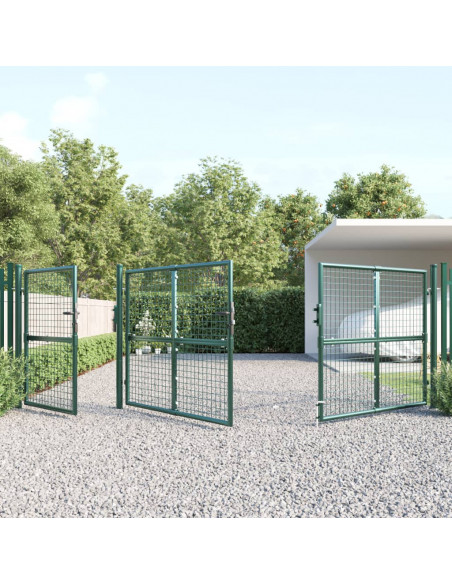 Cancello da Giardino in Rete Verde 400x175 cm Acciaio Zincato